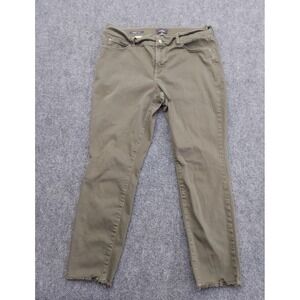 NYDJ Not Your Daughters Jeans Women 12 Olive Green Alina Ankle Raw Hem Stretch